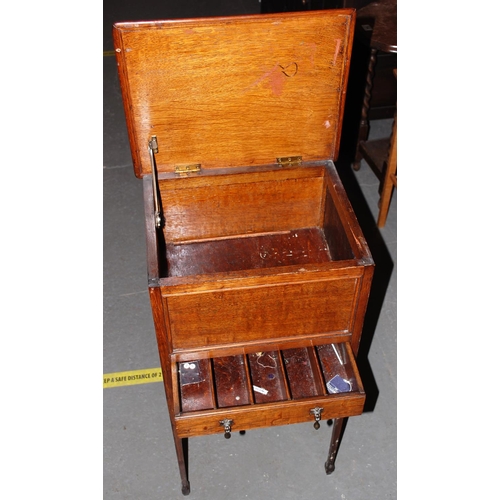 49 - Oak sewing box with drawer