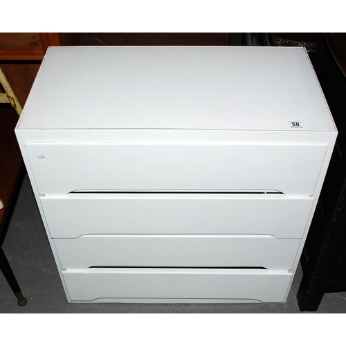 58 - White painted retro 4 drawer chest of drawers