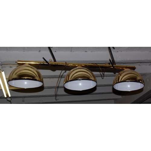 215a - A 3 shade brass pool table light