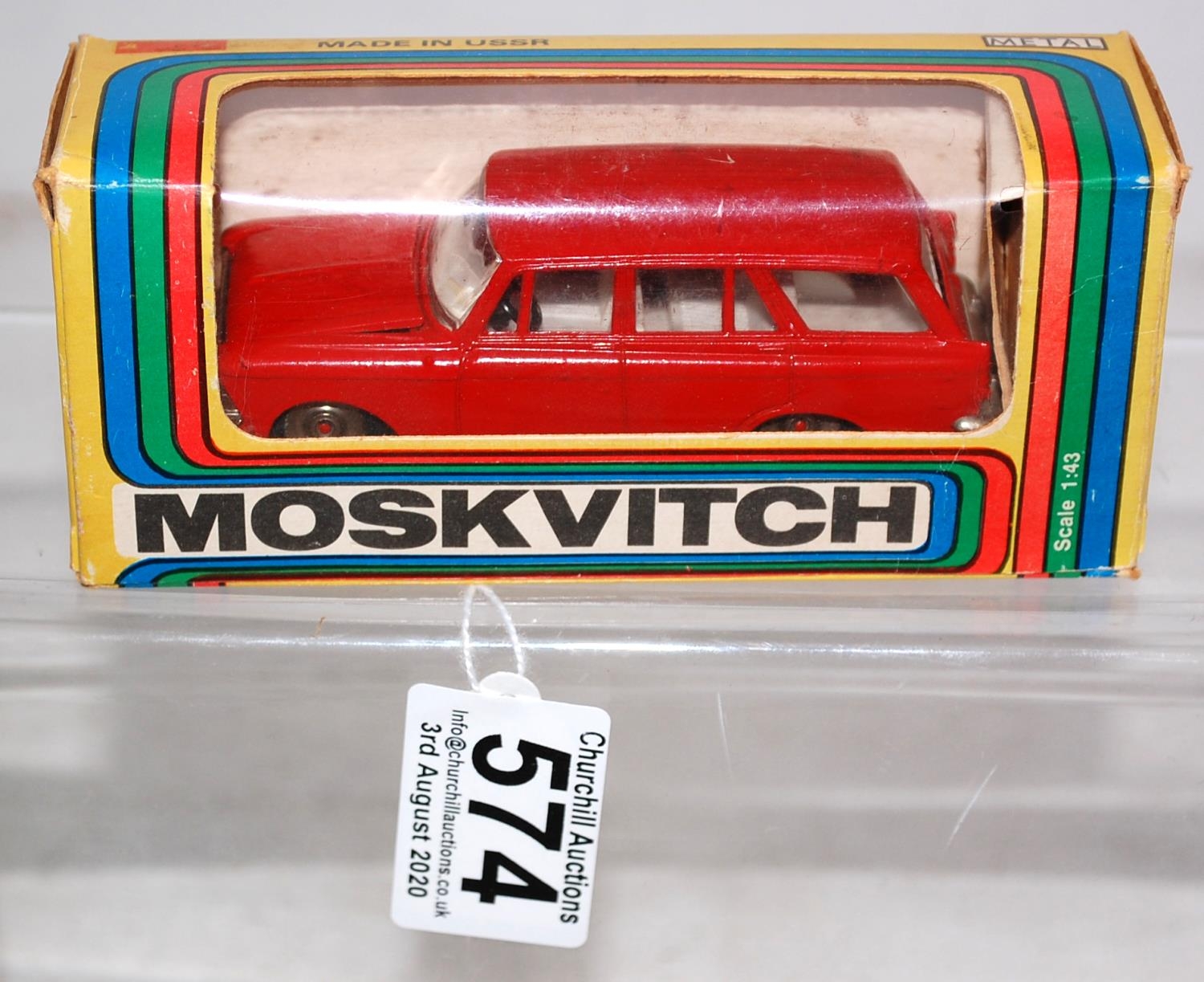 A rare Vintage 1/43 Moskvitch Novoexport Red Sedan made in
