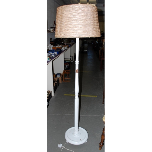 14a - White standard lamp with wicker shade