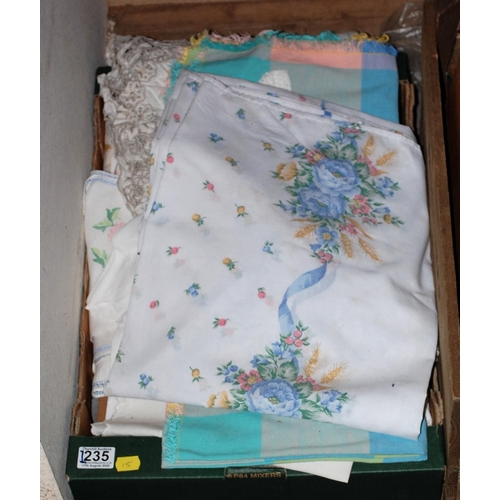 1235 - Box of miscellaneous fabrics etc