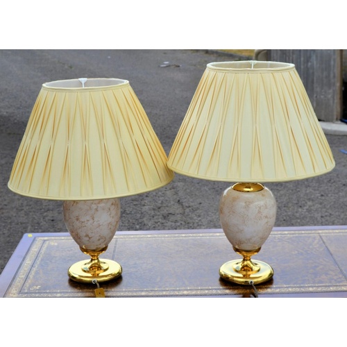 9 - A pair of marble effect table lamps