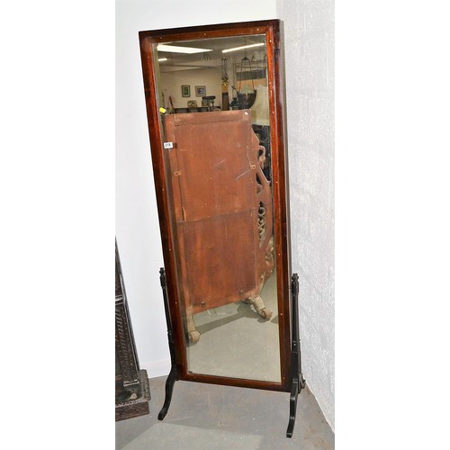 218 - A large Mahogany cheval mirror