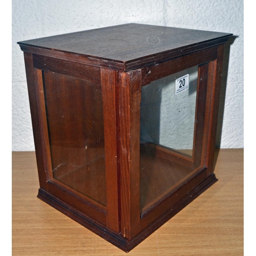 20 - A small glazed tabletop display cabinet - Postage/packing not available.