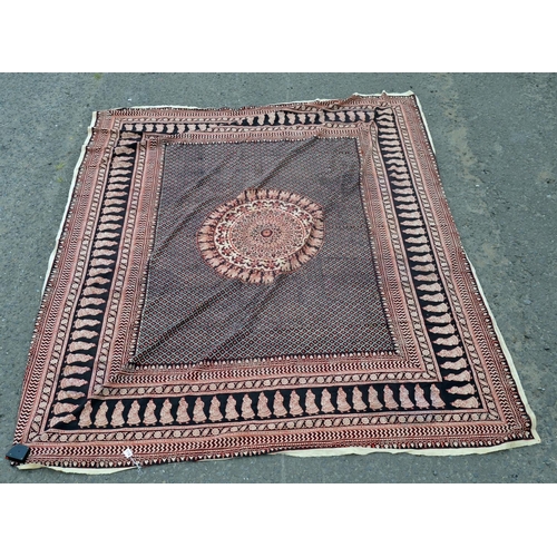 114 - A large Indian Batik printed rug or wall hanging