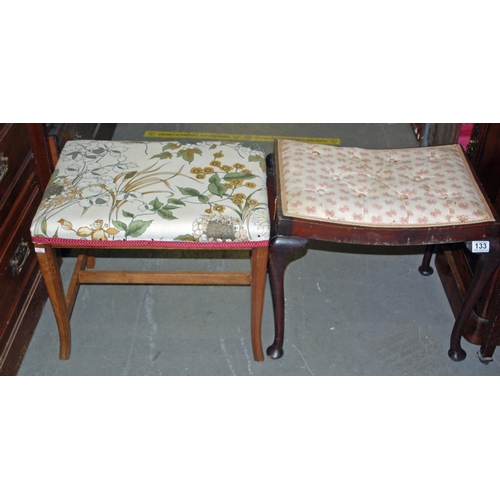133 - 2 upholstered stools - Postage/packing not available.