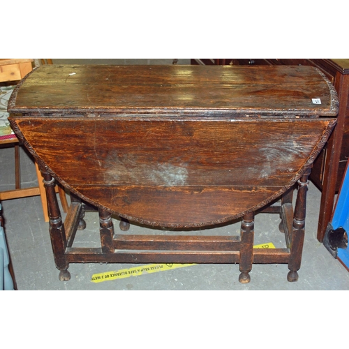 134 - Antique carved gateleg table - Postage/packing not available.