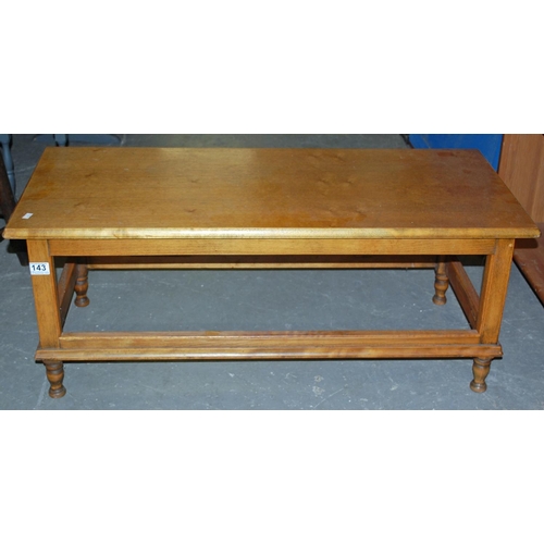 143 - Oak coffee table - Postage/packing not available.