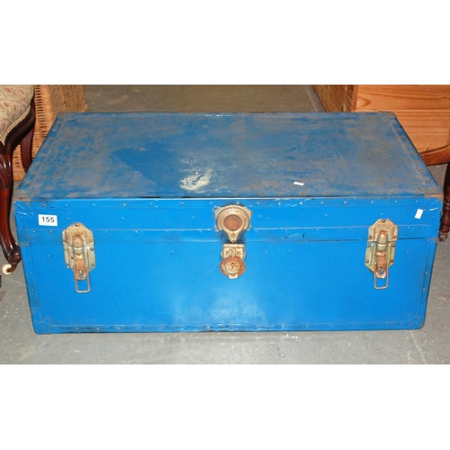 155 - Vintage blue travelling trunk - Postage/packing not available.