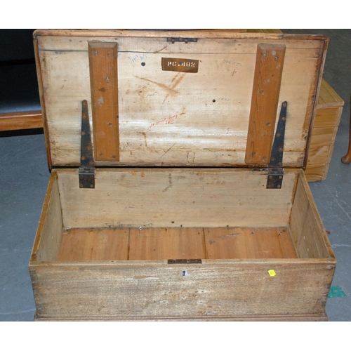 183 - Antique pine trunk - Postage/packing not available.