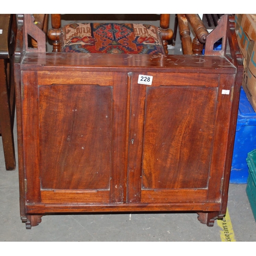 228 - Antique mahogany wall cupboard - Postage/packing not available.