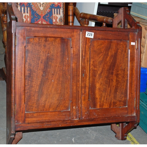 228 - Antique mahogany wall cupboard - Postage/packing not available.