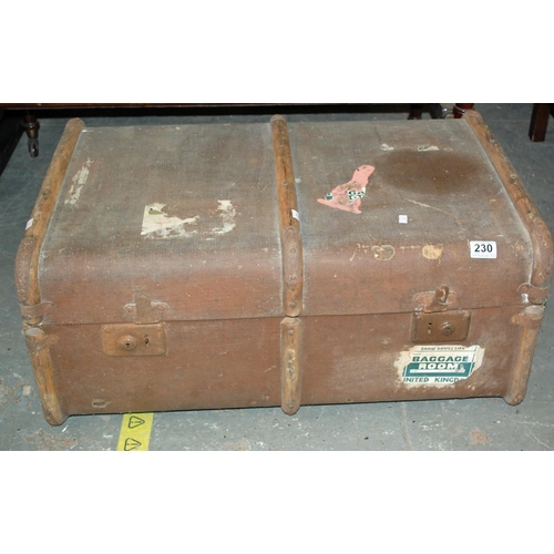 230 - Vintage travelling trunk - Postage/packing not available.