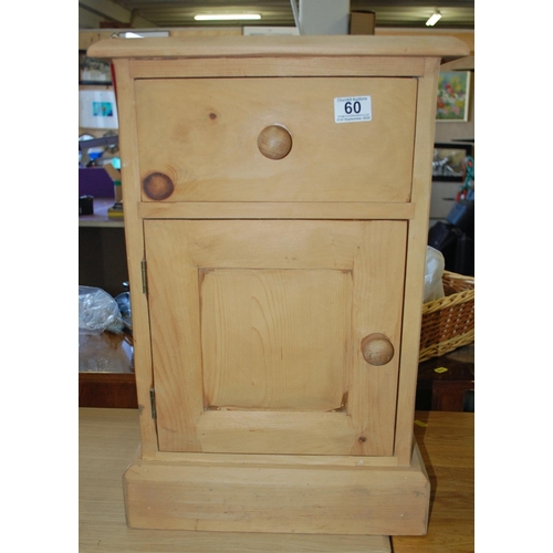 60 - Pine bedside cabinet - Postage/packing not available.