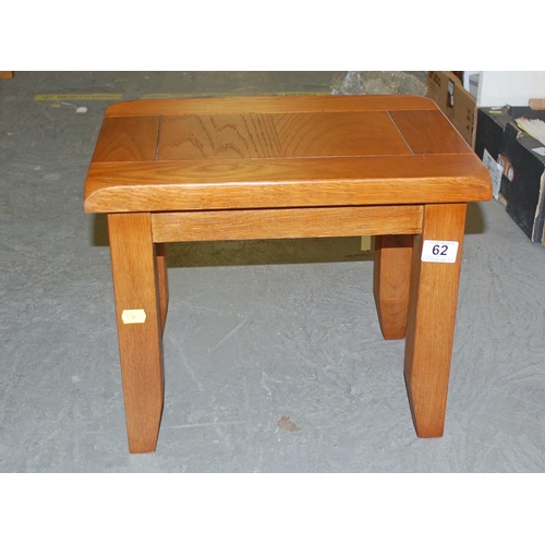 62 - Small light oak table - Postage/packing not available.