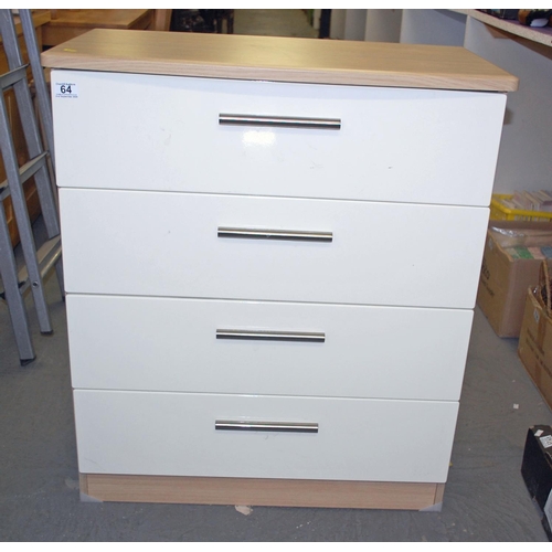 64 - 4 drawer modern chest of drawers - Postage/packing not available.