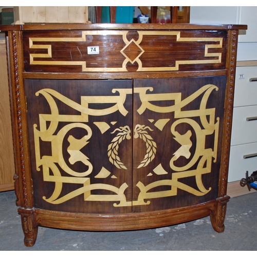 74 - Unusual inlaid wooden cabinet - Postage/packing not available.