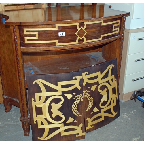 74 - Unusual inlaid wooden cabinet - Postage/packing not available.