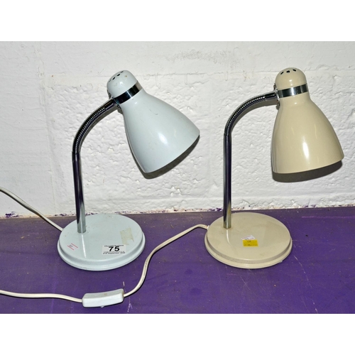 75 - 2 retro style desk lamps - Postage/packing not available.