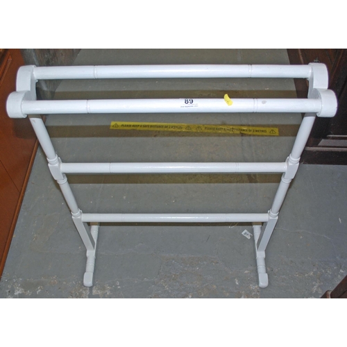89 - White painted vintage towel rail - Postage/packing not available.