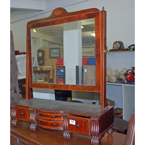 92 - Mahogany inlaid bedroom mirror - Postage/packing not available.