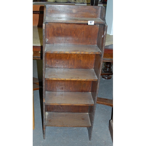 97 - Small oak bookcase - Postage/packing not available.