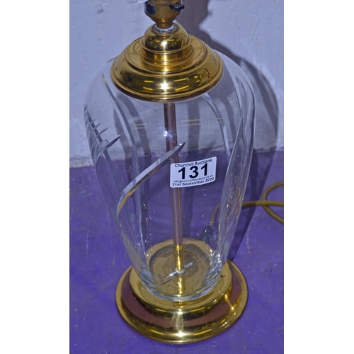 131 - A pair of glass table lamps - Postage/packing not available.