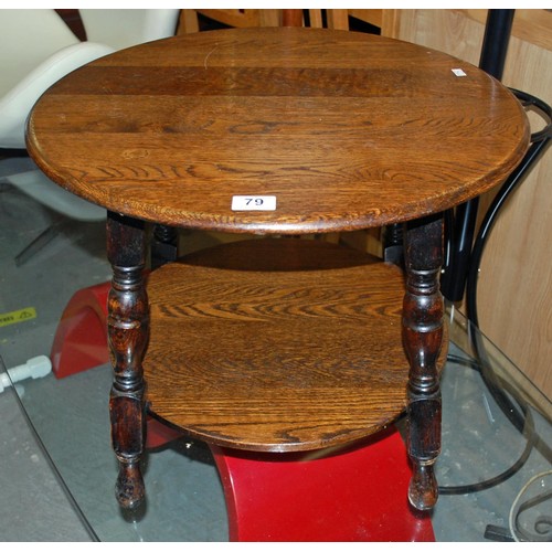 79 - Small round oak table - Postage/packing not available.
