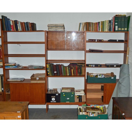 176 - A large G-Plan double bookcase with display cabinet - Postage/packing not available.