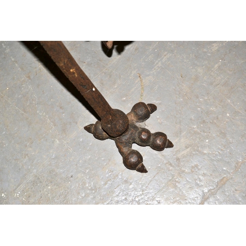 30 - A pair of early 20th century Aesthetic movement blacksmith made andirons in the form of dragons - po... 