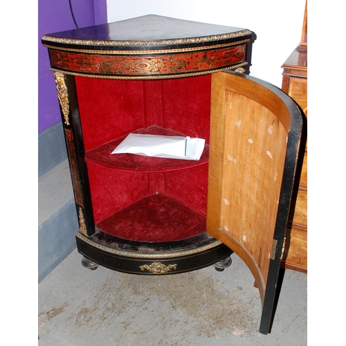 112 - A 19th century Boullework and ebonised corner cabinet with brass mounts - Postage/packing not availa... 