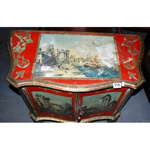 115 - A decorative cabinet with scenes of classical ruins - Postage/packing not available.