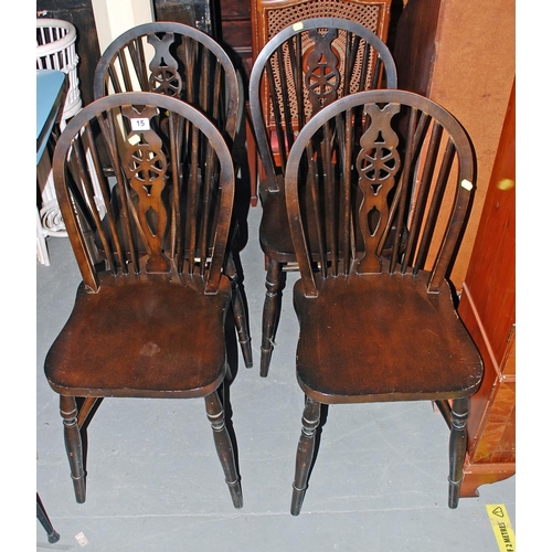 15 - 4 vintage wheelback kitchen chairs - Postage/packing not available.