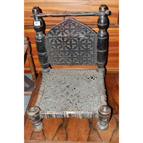 41 - 19th Century Traditional Tribal Chair of the Swat Valley, Northern Pakistan - Postage/packing not av... 