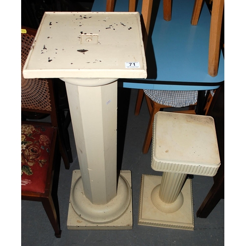 71 - A pair of painted column plinths - wooden and plastic - Postage/packing not available.