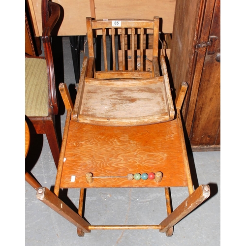 85 - Vintage metamorphic child's high chair - Postage/packing not available.