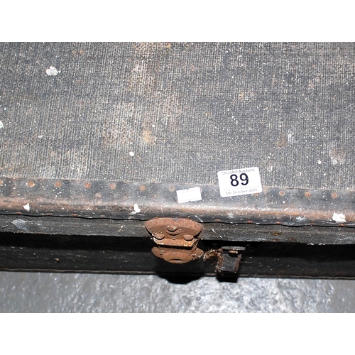 89 - Large vintage travelling trunk - Postage/packing not available.