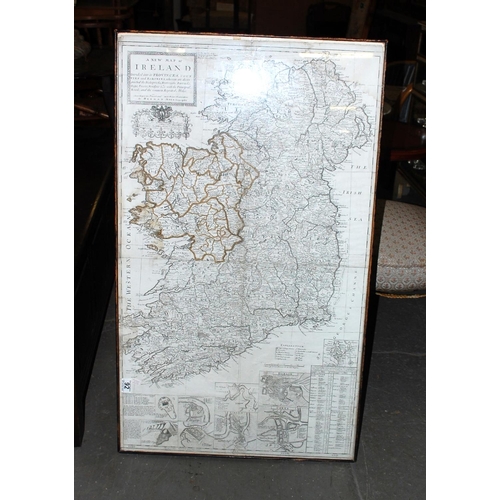 92 - An unusual glass coffee table set with an 18th century map of Ireland by Herman Moll - Postage/packi... 