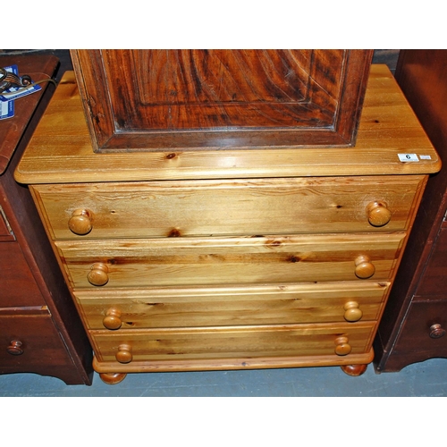 87 - 4 drawer pine chest of drawers - Postage/packing not available