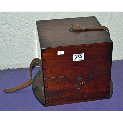 339 - An antique Mahogany box - likely previously containing a Chronograph - Postage/packing not available