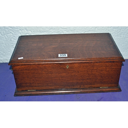 340 - An antique oak and glass table top display cabinet box - Postage/packing not available