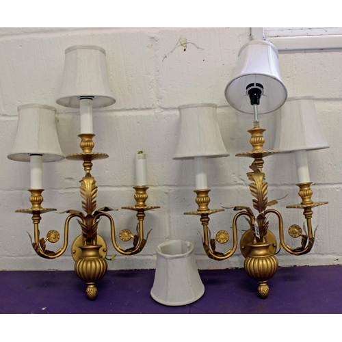 294 - A pair of classical style gilt metal wall lights - Postage/packing not available