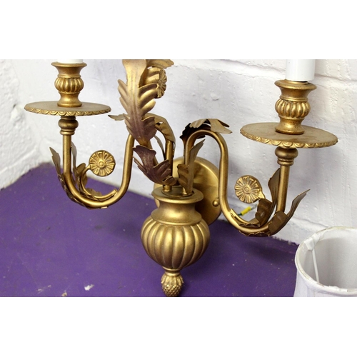 294 - A pair of classical style gilt metal wall lights - Postage/packing not available