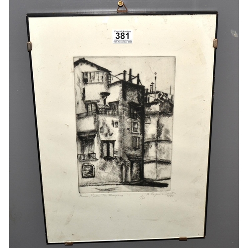 381 - A vintage limited edition etching of an Italian street scene - signed indistinctly - Postage/packing... 