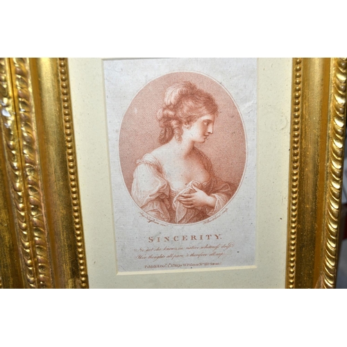 383 - A pair of 18th century prints by Bartolozzi - Admiration & Sincerity in gilt frames