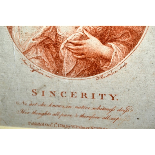 383 - A pair of 18th century prints by Bartolozzi - Admiration & Sincerity in gilt frames