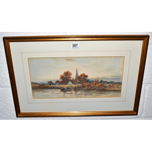 387 - A 20th century watercolour of a landscape by Amy Watts bearing original gallery label verso - Postag... 