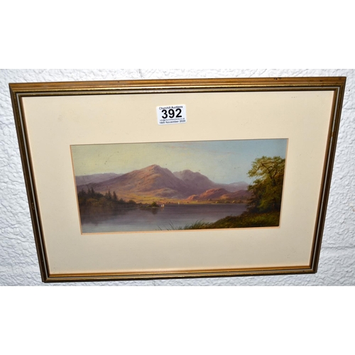 392 - A 20th century watercolour of a highland lake scene by W Richard - original labels verso - Postage/p... 