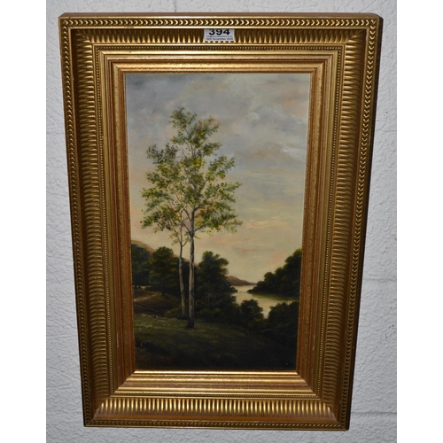 394 - Antique oil on canvas of a landscape in impressive gilt frame - Postage/packing not available